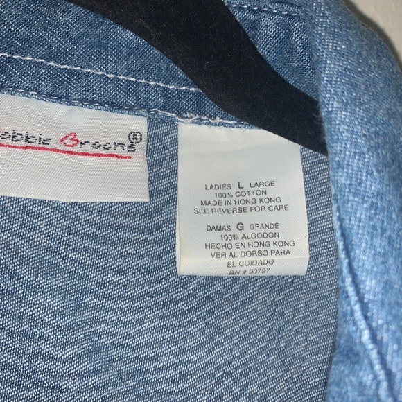 Bobbie Brooks 1990s Women’s Christmas Denim Collared Embroidered Button Up Large - Picture 8 of 16